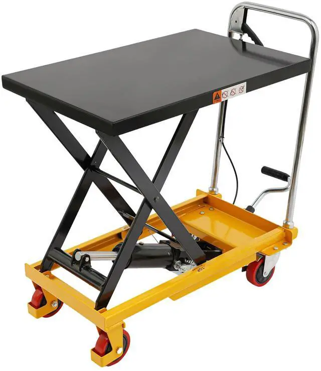 Main image of Hydraulic Lift Table, 500LBS Single Scissor Hydraulic Lifting Trolley Manual Lifting Scissors Trolleys Scissor Lift Table Cart with 4 Locking Wheels for Material Handling and Transportation