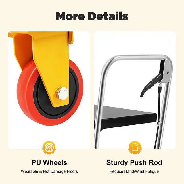 Alt view image 6 of 6 - Hydraulic Lift Table, 500LBS Single Scissor Hydraulic Lifting Trolley Manual Lifting Scissors Trolleys Scissor Lift Table Cart with 4 Locking Wheels for Material Handling and Transportation
