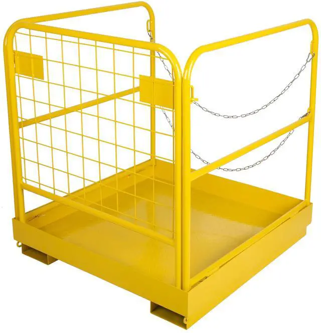 Main image of 36x36 Forklift Cage 1200 LBS Capacity Work Platform Safety Cage Collapsible Lift Basket Aerial Rails Heavy Duty Steel Construction Fold Down Design Yellow