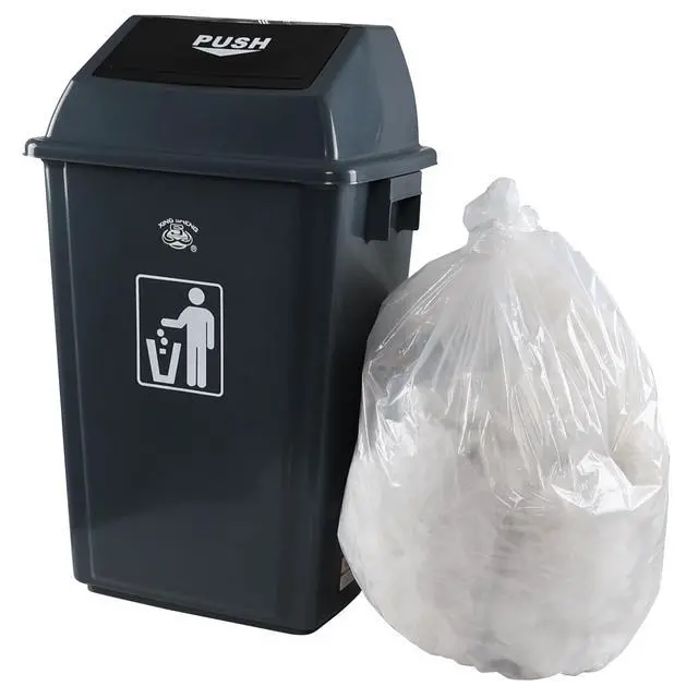 Alt view image 6 of 6 - 4 Pack Garbage Bin with Swing Lid, 18 Gal Plastic Kitchen Trash Can | Grey, Large