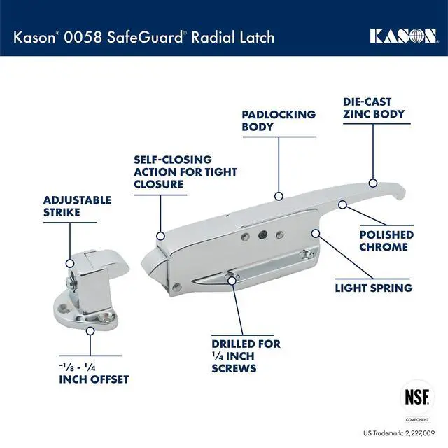 Alt view image 2 of 6 - 0058 Safeguard Radial Latch, Light Spring and Strike, 1/8 to 1/4 Inch Offset, 10058L05021_10058005001