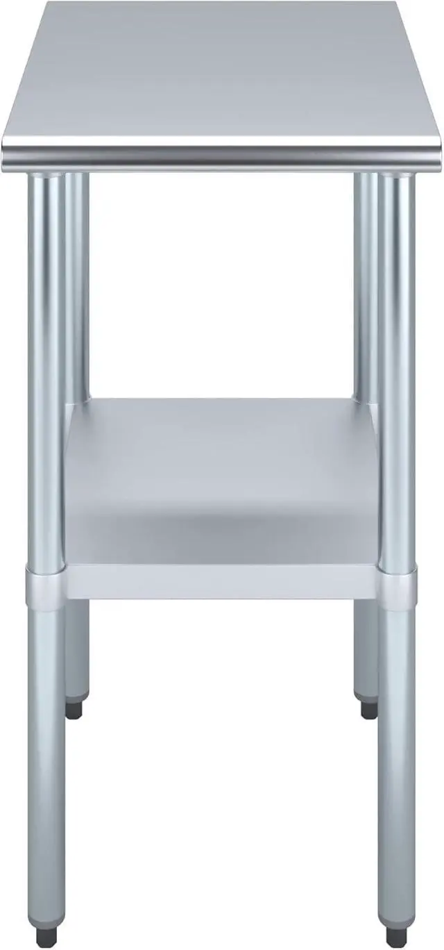 Alt view image 3 of 6 - Commercial Stainless Steel Work Prep Table 24" x 18" NSF Certified Heavy-Duty Table with Adjustable Undershelf for Restaurant, Kitchen, or Garage Use