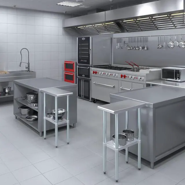 Alt view image 4 of 6 - Commercial Stainless Steel Work Prep Table 24" x 18" NSF Certified Heavy-Duty Table with Adjustable Undershelf for Restaurant, Kitchen, or Garage Use