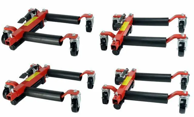 Main image of (4) 12 in. 1500 lb. Hydraulic Wheel Dolly Vehicle Positioning Jacks Lift Hoist