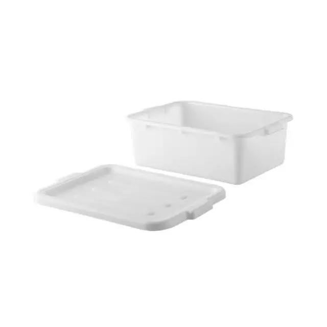 Alt view image 3 of 3 - 6-Pack Polypropylene Bus Tub with Cover, Durable Bus Box for Professional Food Service Use, Plastic Restaurant Tub, Commercial Tote Box for Food Service or Transporting, (20" x 15" x 7"), White