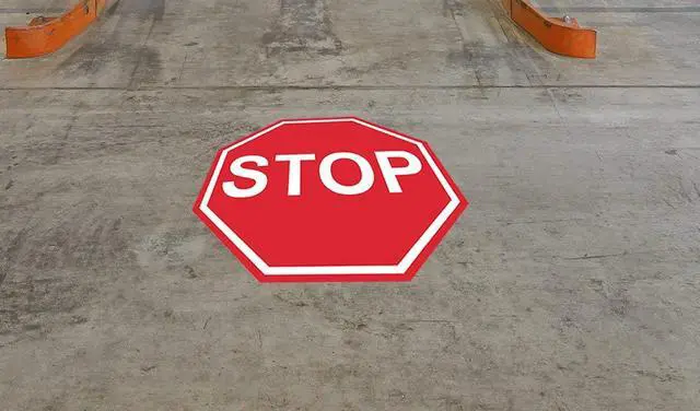 Alt view image 3 of 5 - "Stop" Durable Laminated Vinyl Floor Sign- Sign by Graphical Warehouse- 5S Safety and Security Signage, Visual Communication Tool (38")