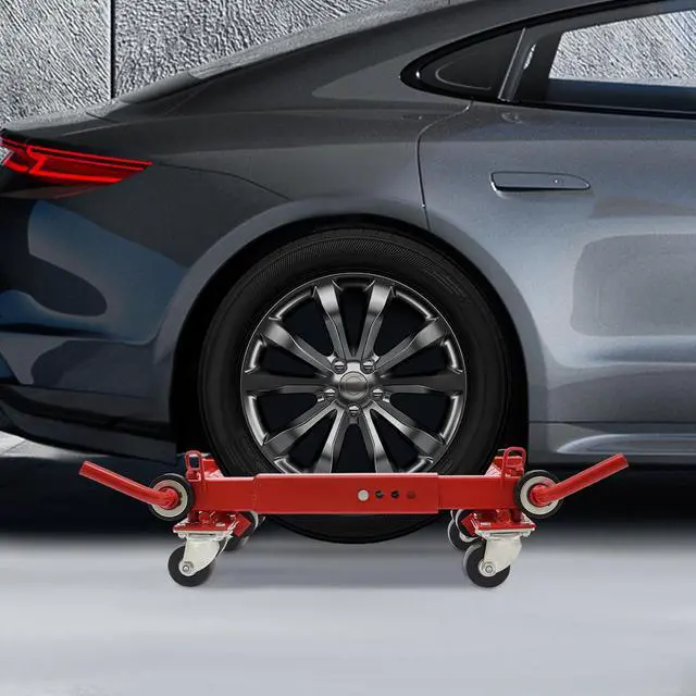 Alt view image 3 of 6 - Hydraulic Car Wheel Dolly Jack 2204-Lbs Hydraulic Tire Positioning Jack Auto Vehicle Positioning Moving Car Lift Jacks with Auxiliary Wheels, for Tire Auto Repair Moving - Red