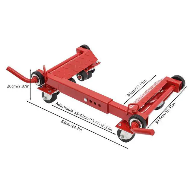 Alt view image 4 of 6 - Hydraulic Car Wheel Dolly Jack 2204-Lbs Hydraulic Tire Positioning Jack Auto Vehicle Positioning Moving Car Lift Jacks with Auxiliary Wheels, for Tire Auto Repair Moving - Red