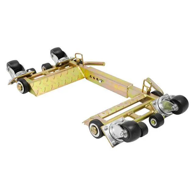 Alt view image 3 of 6 - Hydraulic Car Wheel Dolly Jack 2204-Lbs Car Skates Wheel Car Dolly Hydraulic Wheel Dolly Auto Vehicle Positioning Moving Car Lift Jack with Auxiliary Wheels, for Tire Auto Repair Moving - Gold