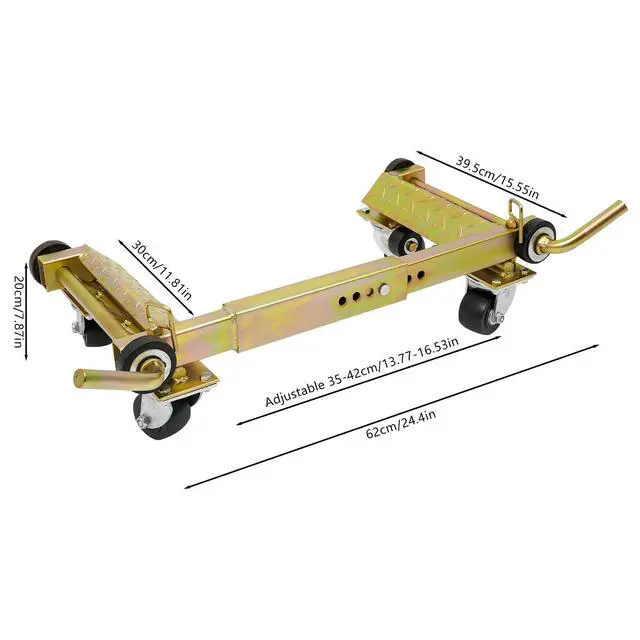 Alt view image 5 of 6 - Hydraulic Car Wheel Dolly Jack 2204-Lbs Car Skates Wheel Car Dolly Hydraulic Wheel Dolly Auto Vehicle Positioning Moving Car Lift Jack with Auxiliary Wheels, for Tire Auto Repair Moving - Gold