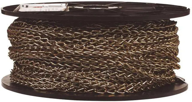 Main image of 0721667 Double Jack Chain on Reel, Brass Glo Finish, #16 Trade, 0.06" Diameter, 200' Length, 11 lbs Load Capacity