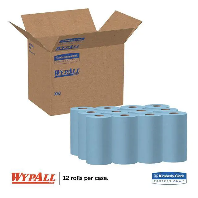 Alt view image 5 of 6 - 35411 Blue Hydroknit Paper WYPALL X60 Wipers, 9.8" x 13.4" Roll, 130 Sheets (Pack of 12)