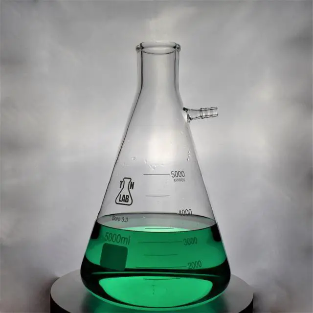 Alt view image 3 of 5 - TN LAB 5L Filter Flask Borosilicate 3.3 Glass Vacuum Flask 5,000ml Heavy-Wall with Side-Arm