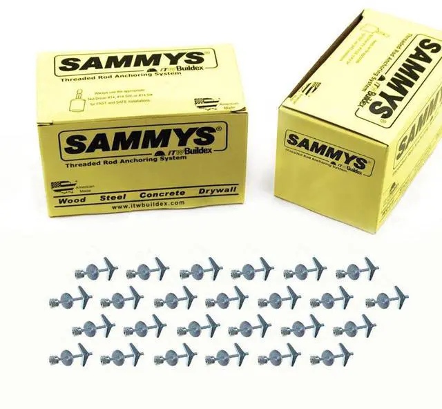 Main image of Sammys 8064925-50 SST 30 3/8 Inch Screw Vertically Threaded Rod Anchor Designed for Drywall or Prestressed Concrete, Steel, Zinc, Corrosion Resistance, 1/4 x 3 Inch Screw Length (Pack of 50)