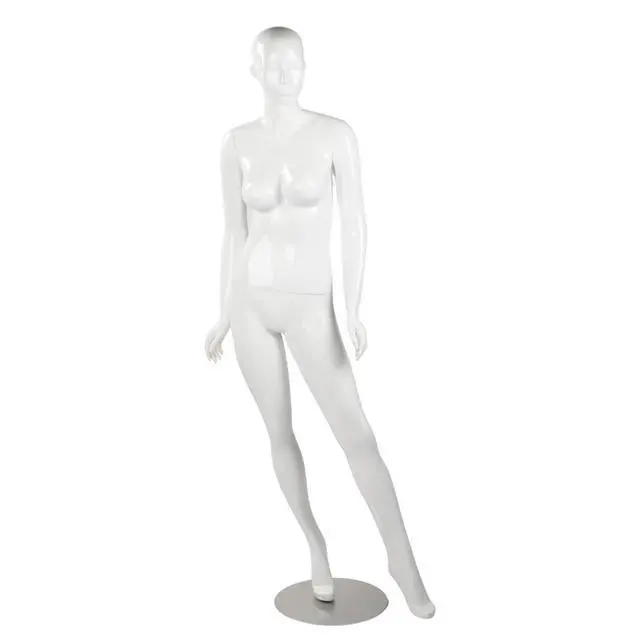 Alt view image 2 of 6 - Mannequin Full Body Female Glossy White Cameo Fiberglass Female Mannequin Full Body 5'10" Height with Base, Shoe Size 10, Chest 36", Waist 26", Hip 33"