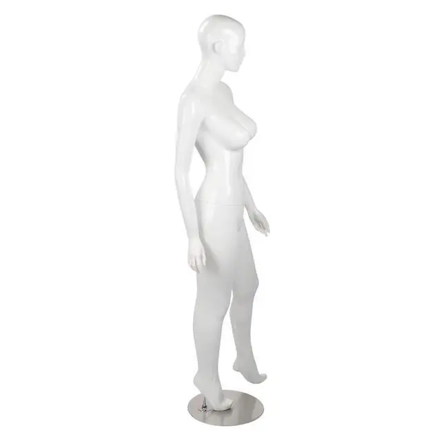 Alt view image 3 of 6 - Mannequin Full Body Female Glossy White Cameo Fiberglass Female Mannequin Full Body 5'10" Height with Base, Shoe Size 10, Chest 36", Waist 26", Hip 33"