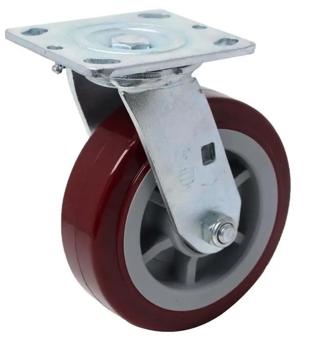 Alt view image 2 of 6 - ICON Caster Wheels 6" x 2" PRO Heavy Duty Industrial Casters, Top Plate 4" x 4.5", Maroon, 4 Swivel, Non-Marking Pro-Tech Polyurethane Wheel, Load Capacity 3600 lbs. per Set (4-Pack)