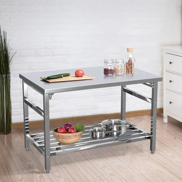Main image of Stainless Steel Work Table, 48'' x 30'' Folding Table for Kitchen, NSF Commercial Heavy Duty Stainless Steel Prep Table with Adjustable Undershelf, for Kitchen, Restaurant, Home