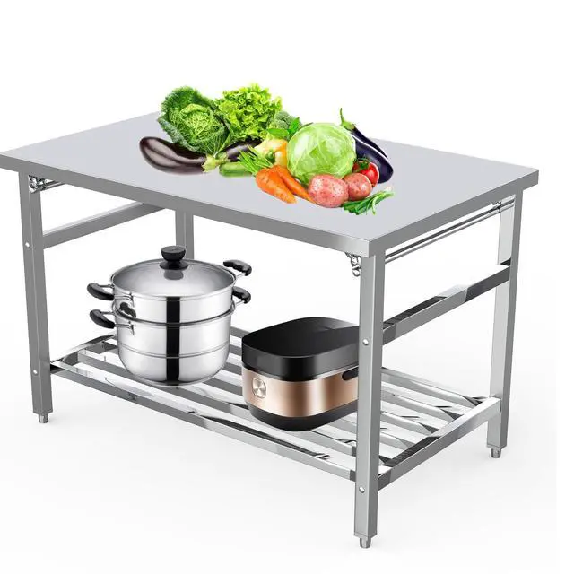 Alt view image 2 of 6 - Stainless Steel Work Table, 48'' x 30'' Folding Table for Kitchen, NSF Commercial Heavy Duty Stainless Steel Prep Table with Adjustable Undershelf, for Kitchen, Restaurant, Home