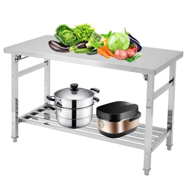 Main image of Stainless Steel Work Table, 48'' x 24'' Folding Table for Kitchen, NSF Commercial Heavy Duty Stainless Steel Prep Table with Adjustable Undershelf, for Kitchen, Restaurant, Home