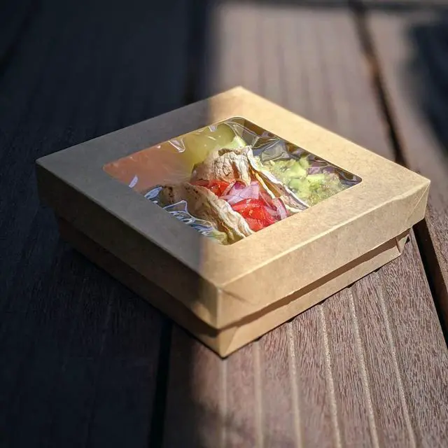 Alt view image 2 of 6 - 210KRAYB85 Kraft Kray Boxes with PET Window Lid - 7oz 2.8 x 2.8 x 1.6in - 250 pcs