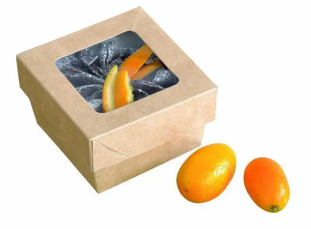 Alt view image 3 of 6 - 210KRAYB85 Kraft Kray Boxes with PET Window Lid - 7oz 2.8 x 2.8 x 1.6in - 250 pcs