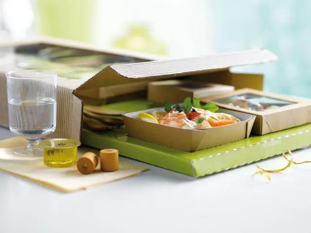 Alt view image 4 of 6 - 210KRAYB85 Kraft Kray Boxes with PET Window Lid - 7oz 2.8 x 2.8 x 1.6in - 250 pcs