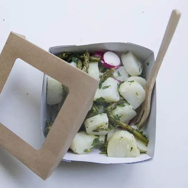 Alt view image 5 of 6 - 210KRAYB85 Kraft Kray Boxes with PET Window Lid - 7oz 2.8 x 2.8 x 1.6in - 250 pcs