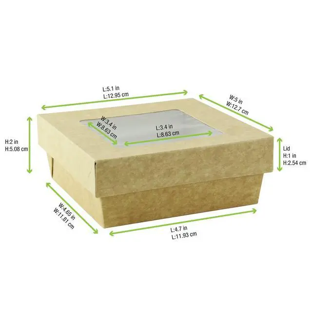 Alt view image 2 of 6 - 210KRAYB135 -charcuterie box,Kray Box with Window Lid- craft paper cake boxes-grazing box-(22 oz, 4.7" x 4.7" x 2") - Case of 250