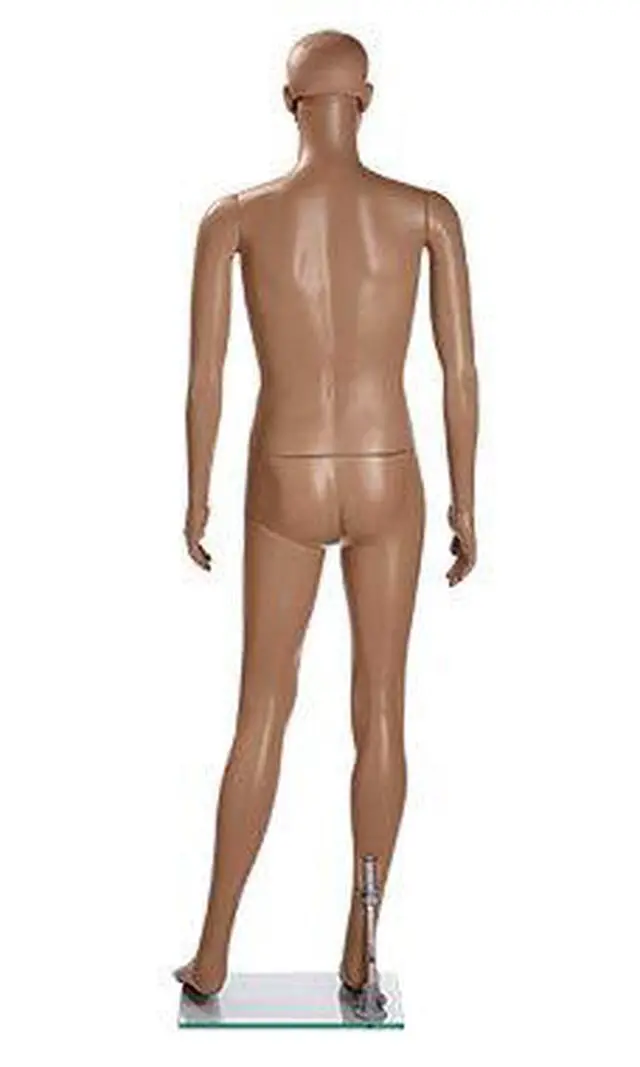 Alt view image 3 of 4 - Mannequin Full Body - Male Mannequin Full Body with Base, 6' 2½" Height, Caucasian Complexion Plastic Mannequin Body for Display