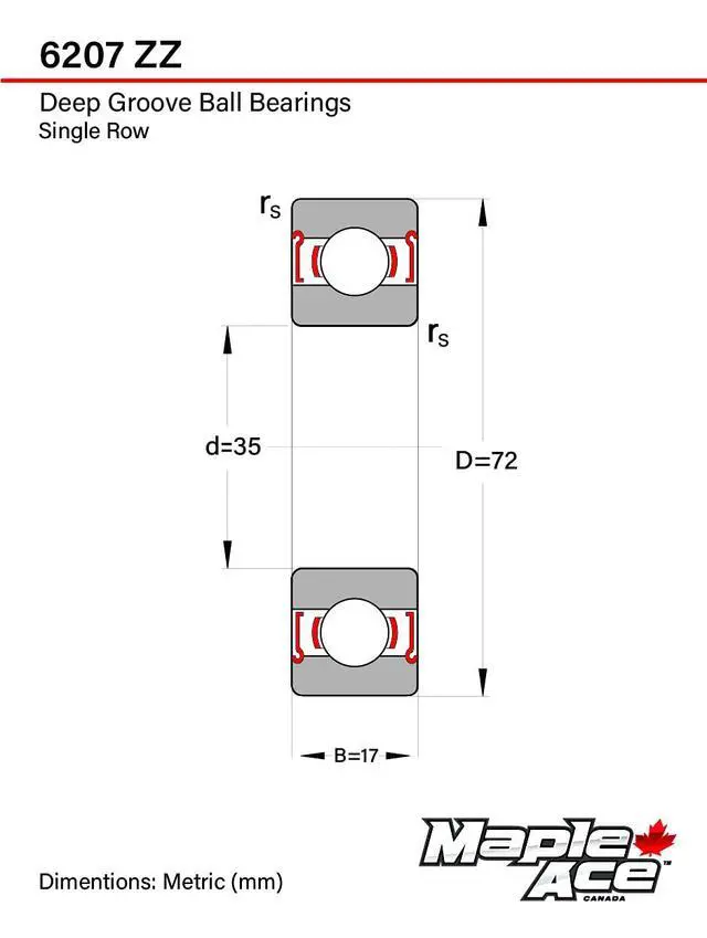 Alt view image 4 of 4 - 6207-ZZ Ball Bearing 35x72x17mm 6207 ZZ Metal Shielded (Qty 50)