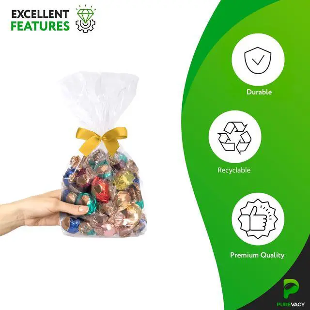 Alt view image 4 of 6 - Clear Plastic Bags for Packaging, 5 x 3 x 15 Inch Gusseted Poly Bags, 2 Mil LDPE Clear Bag for Food, Gifts, Treats, and Small Business, Pack of 1000