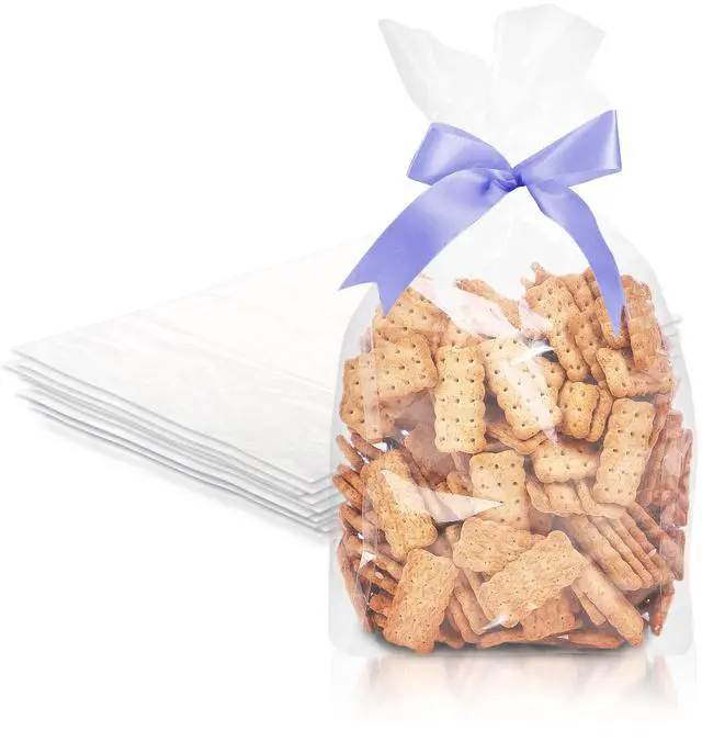 Main image of Clear Plastic Bags for Packaging, 8 x 4 x 18 Inch Gusseted Poly Bags, 2 Mil LDPE Clear Bag for Food, Gifts, Treats, and Small Business, Pack of 1000