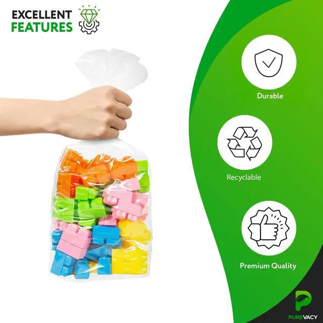 Alt view image 4 of 6 - Clear Gusseted Poly Bags, 8 x 3 x 20 Inch, 1000 Pack Side Gusseted Plastic Bags 2 Mil. Leakproof for Packaging, Gift Favors, Fruits, Grains, Coffee Beans