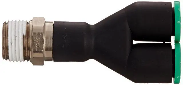Alt view image 2 of 2 - Legris 3148 60 18 Nylon & Nickel-Plated Brass Push-to-Connect Fitting, Wye, 3/8" Tube OD x 3/8" NPT Male
