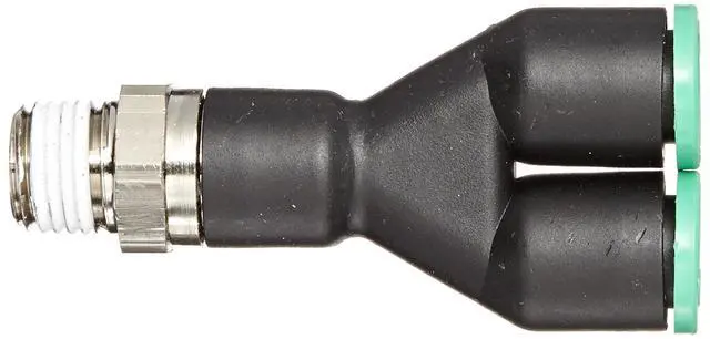 Alt view image 2 of 2 - Legris 3148 60 14 Nylon & Nickel-Plated Brass Push-to-Connect Fitting, Wye, 3/8" Tube OD x 1/4" NPT Male
