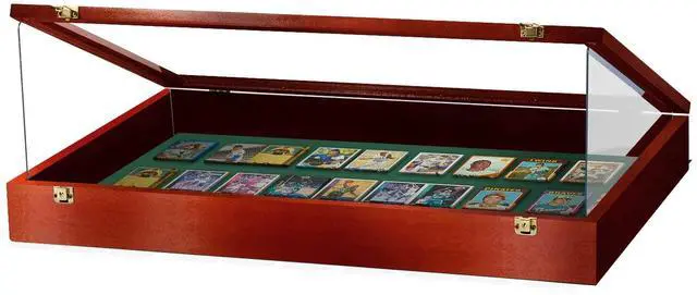 Main image of Trade Show Display Portable Case, Clear Acrylic Box for Pastry Display, Display Case for Exhibits w/Acrylic Side Guards | Cherry with Green Felt