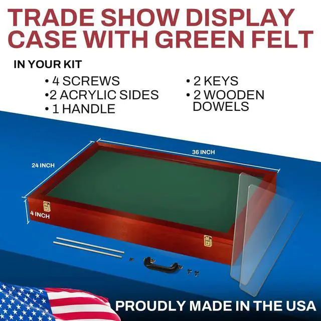 Alt view image 5 of 6 - Trade Show Display Portable Case, Clear Acrylic Box for Pastry Display, Display Case for Exhibits w/Acrylic Side Guards | Cherry with Green Felt
