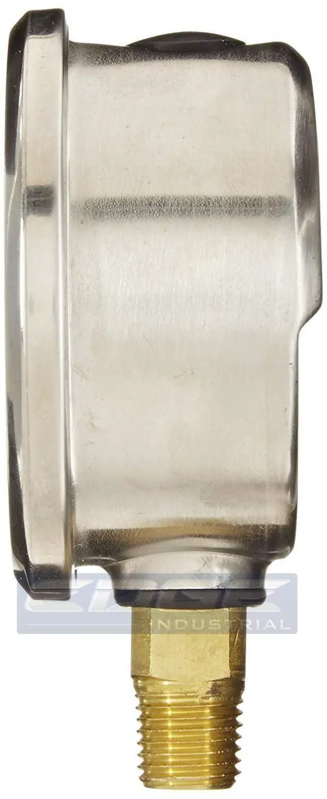 Alt view image 3 of 6 - Stainless Steel Lower Mount Liquid Filled Pressure Gauge, 2.5" FACE/DIAL, Rated WOG, 1/4" Male NPT, Range 0-10,000 PSI (Qty 10)