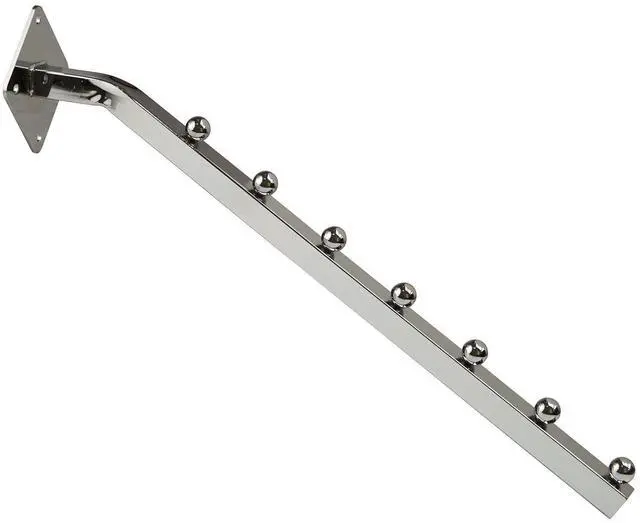 Main image of 18" L Chrome 7 Ball Wall Mount Waterfall Square Tube Faceout Hook - 10 Pack