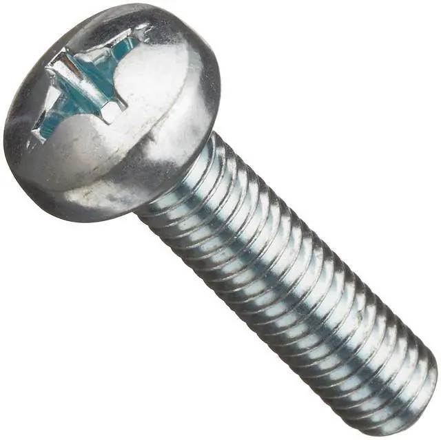 Main image of Class 4.8 Steel Machine Screw, Zinc Plated Finish, Pan Head, Phillips Drive, Meets DIN 7985, 16mm Length, M3-0.5 Metric Coarse Threads (Pack of 100)