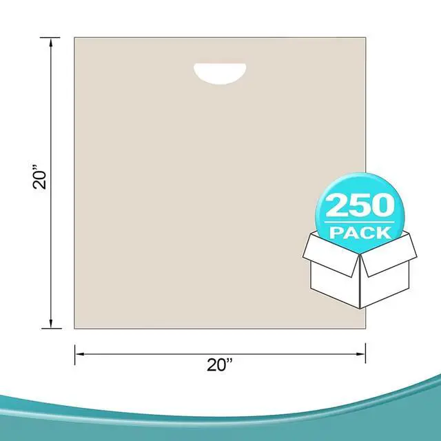 Alt view image 2 of 6 - Die Cut Handle Merchandise Bags, Ivory LDPE Plastic Shopping Bags, 20 x 20 x 5 Inch Bottom Gusset, 2 Mil Thickness, Pack of 250