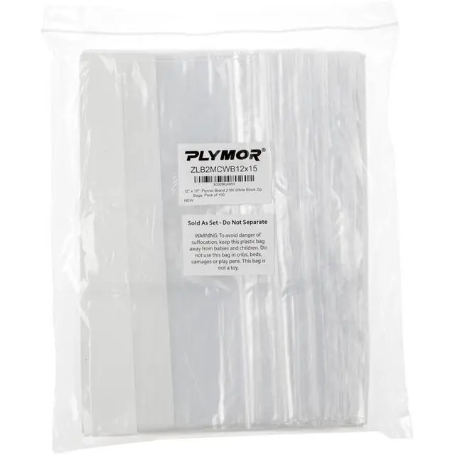 Alt view image 3 of 4 - 12" x 15" (Pack of 500), 2 Mil with White-Block Zipper Reclosable Plastic Bags