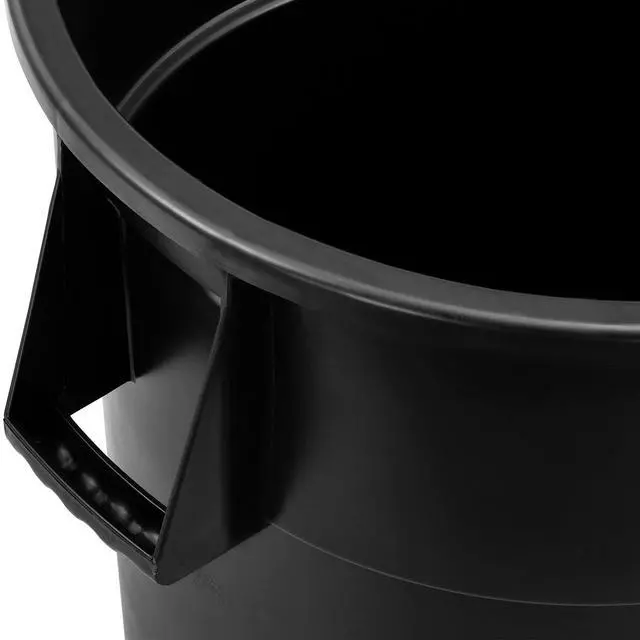 Alt view image 5 of 6 - Commercial Round Trash Can, 55 Gallon Capacity, Plastic Garbage Can, Indoor and Outdoor Utility Trash Can, Black, 26-1/4"W x 33-1/8"H, No Lid