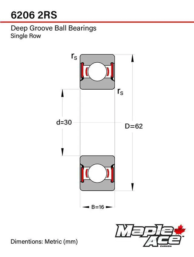 Alt view image 3 of 6 - 6206-2RS Ball Bearing 30x62x16mm 6206 2RS Rubber Sealed (Qty 50)