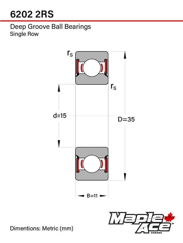 Alt view image 3 of 6 - 6202-2RS Ball Bearing 15x35x11mm 6202 2RS Rubber Sealed (Qty 100)