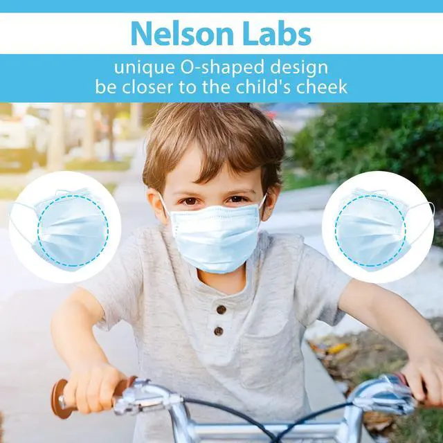 Alt view image 4 of 6 - 50PCS Medical Grade ASTM Level 1 Standard 3-Ply Kids White/Blue Disposable Face Mask Protective PPE (20, Blue)