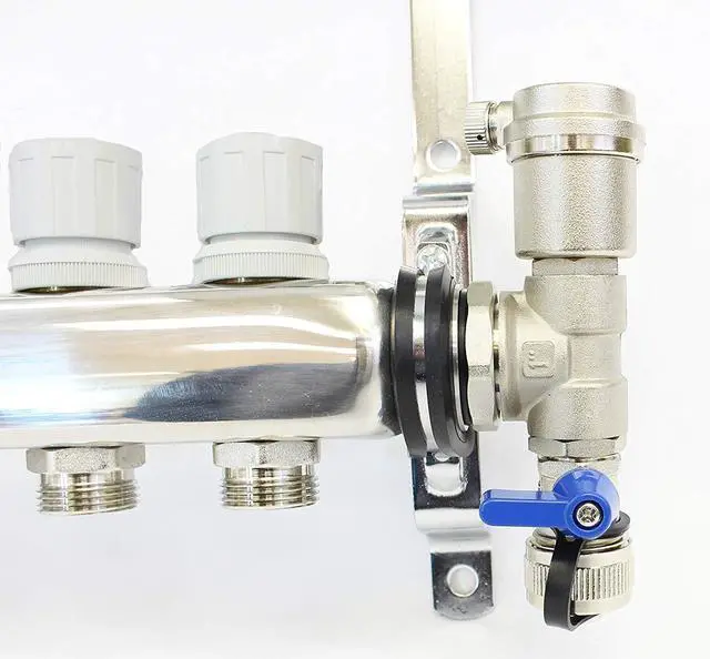 Alt view image 6 of 6 - PEX Manifold Radiant Floor Heating Set 4 Loop System Stainless Steel Heated Hydronic Heating 1/2" Oxygen Barrier Tubing
