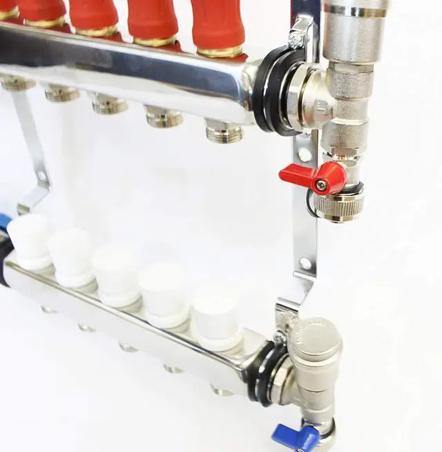 Alt view image 5 of 6 - PEX Manifold Radiant Floor Heating Set 3 Loop System Stainless Steel Heated Hydronic Heating For 1/2" Oxygen Barrier Tubing