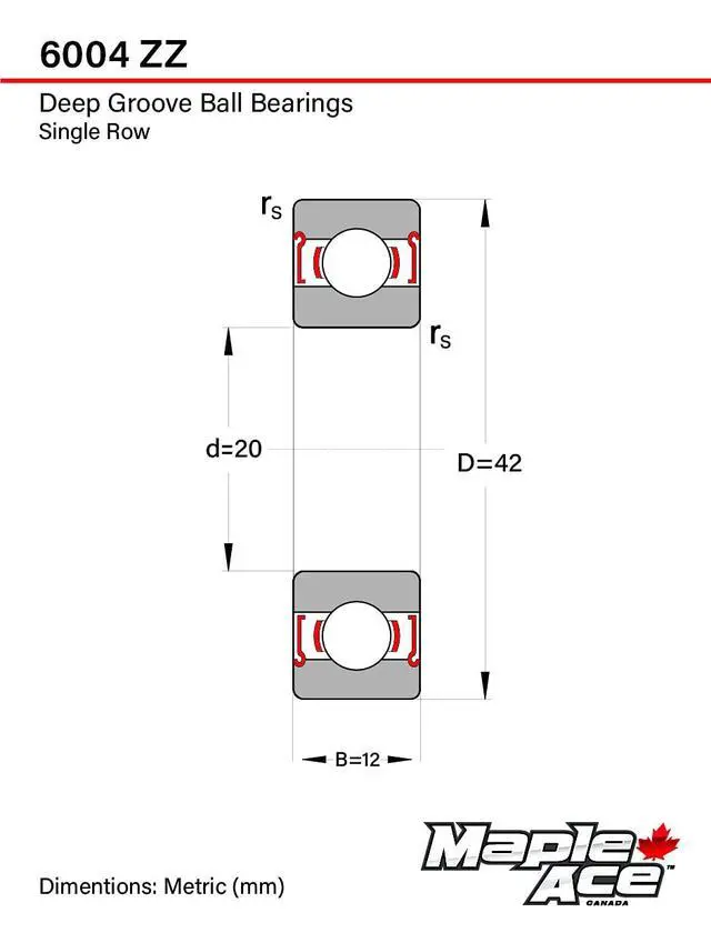 Alt view image 3 of 6 - 6004-ZZ Ball Bearing 20x42x12mm 6004 ZZ Metal Shielded (Qty 100)